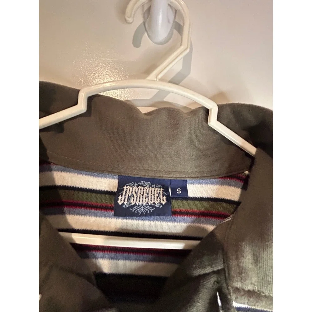 Vintage 90's Y2k Jimmy Hendrix Music Promo Graphic Striped Polo Shirt Mens Small